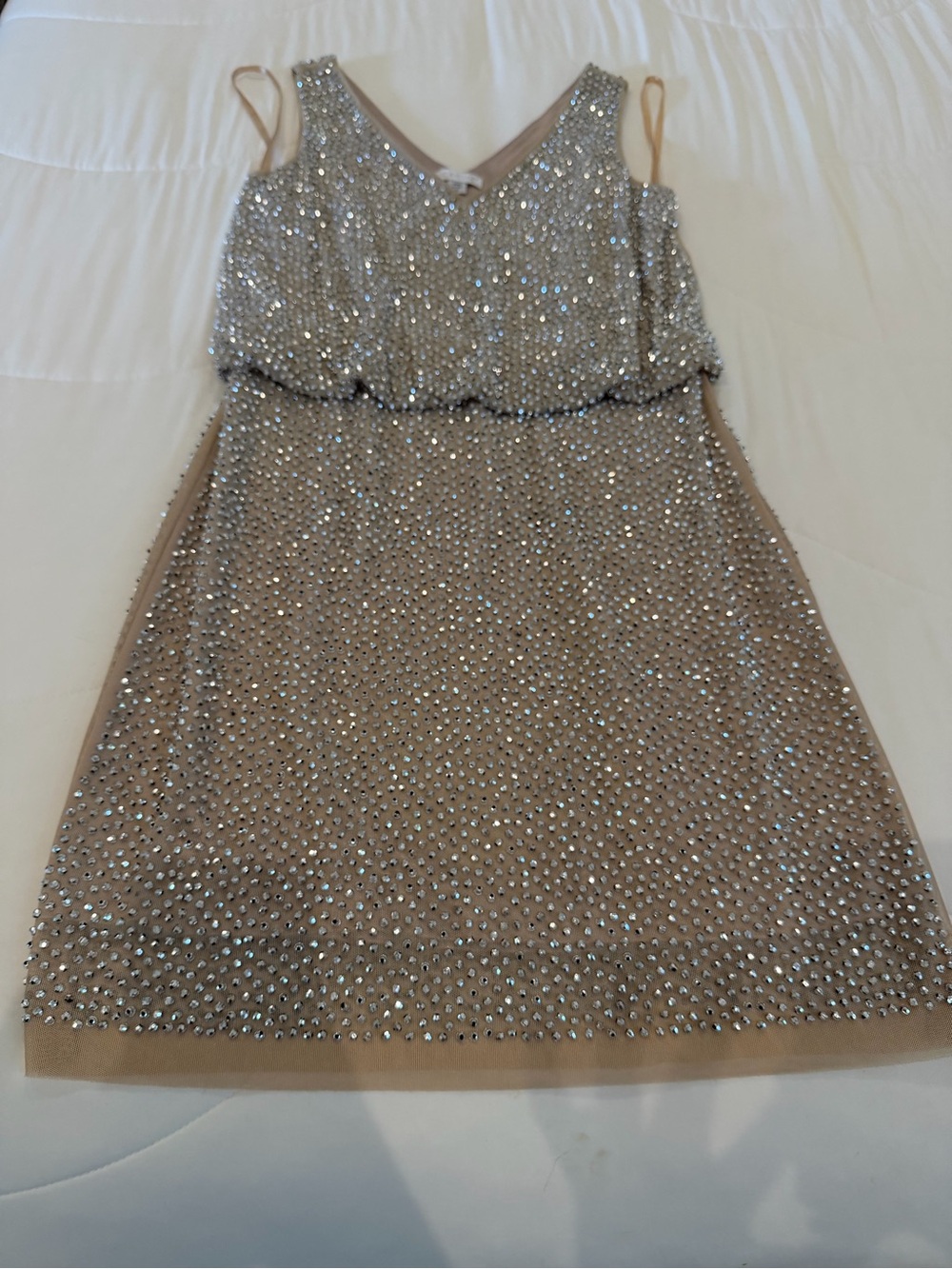 Cache Embellished Nude Party Dress